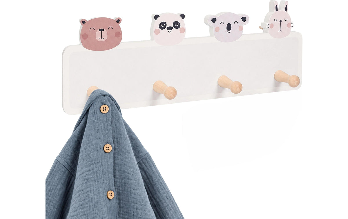 Relaxdays Kindergarderobe Animals 15 x 38 cm, 4 Haken