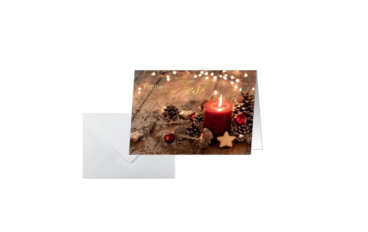 Sigel Karten Set, Red Christmas Candle Ink/Laser/Copy, 210 g, A6, 10+10 ST