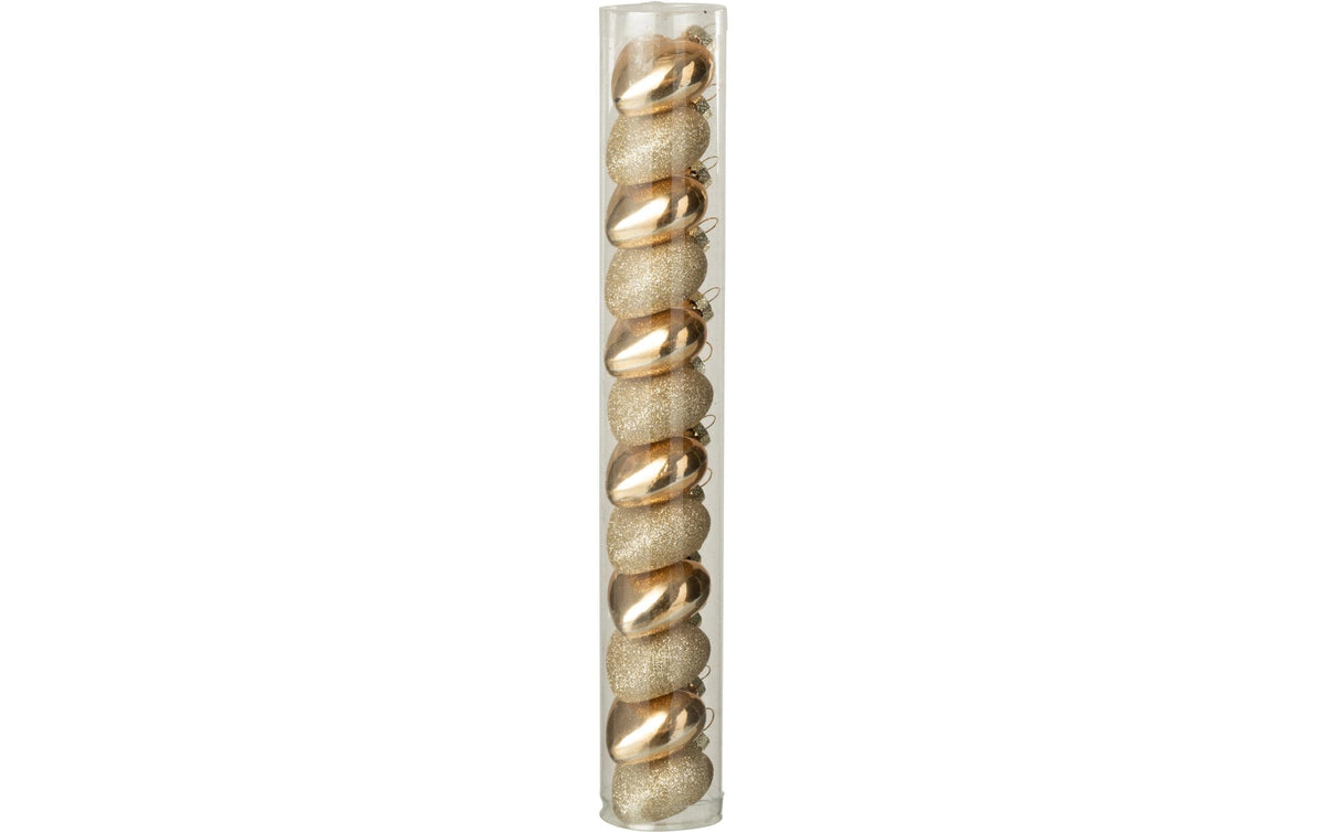 Jolipa Weihnachtsschmuck Herz gold Glas, 12 Stück