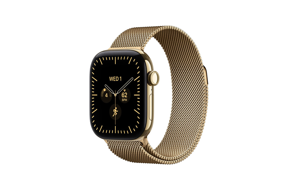 Apple Watch Series 12 42mm, CEL, Gold Titan, Gold Milanese Loop