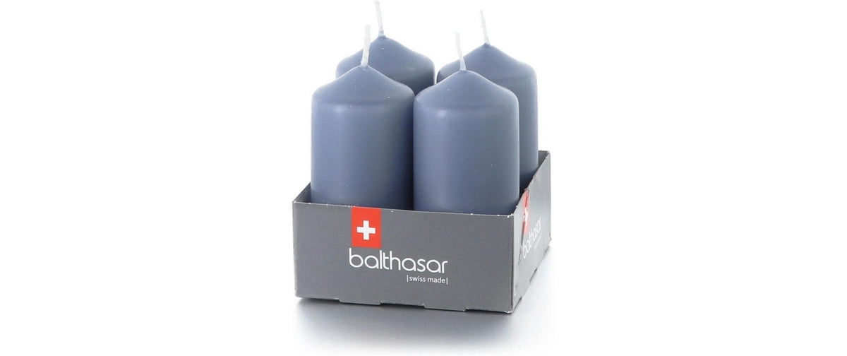 balthasar Zylinderkerzen 4er Set 4x8 cm (DxH), Denim