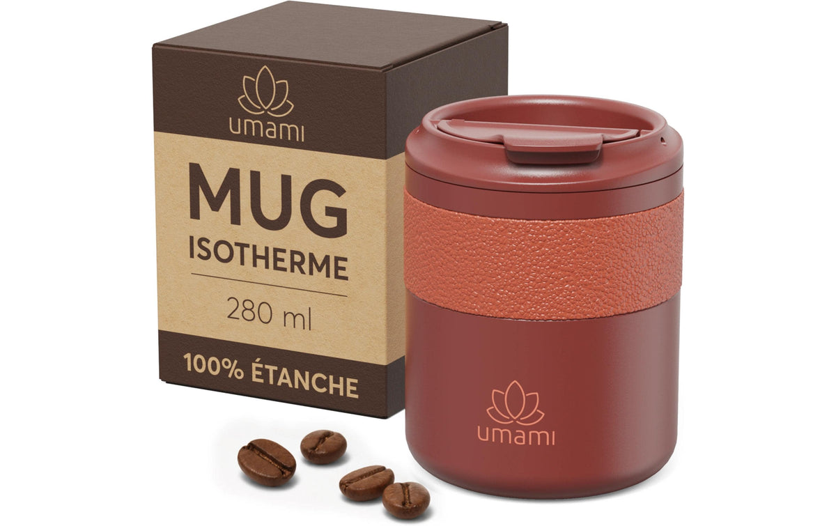 Umami Thermobecher doppelwandig, 280ml 6-12 Stunden warm/kalt, Rot
