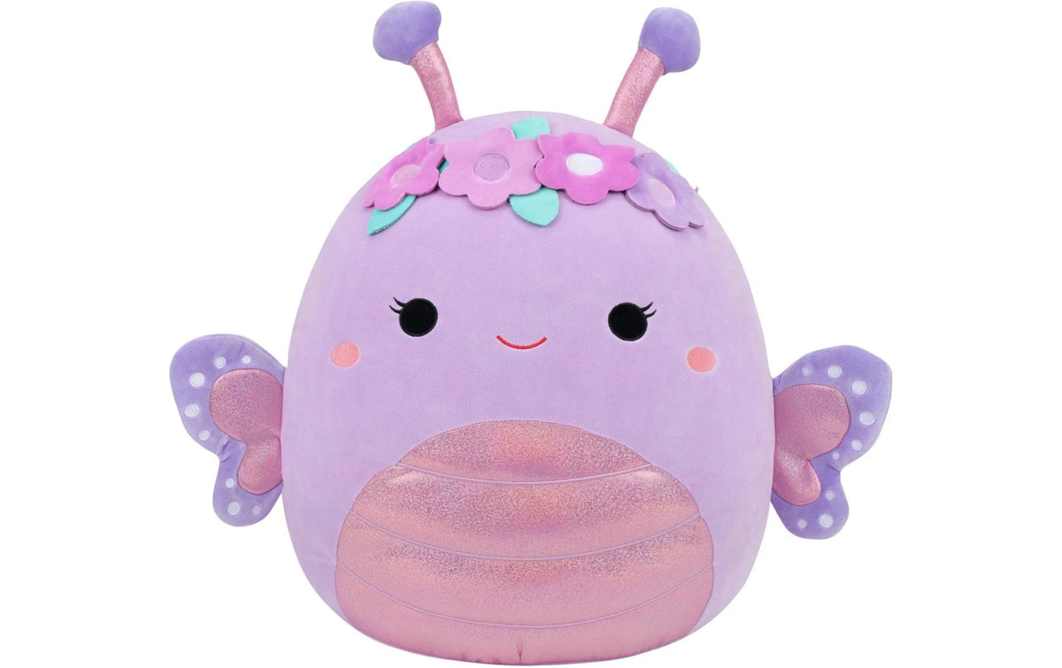 Squishmallows Schmetterling 50cm Brenda violett mit Blumenkrone
