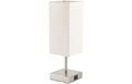 cocon Nachttischlampe, USB, nickel/linen 3-fach dimmbar, USB-A/C, ohne E27, max 20W