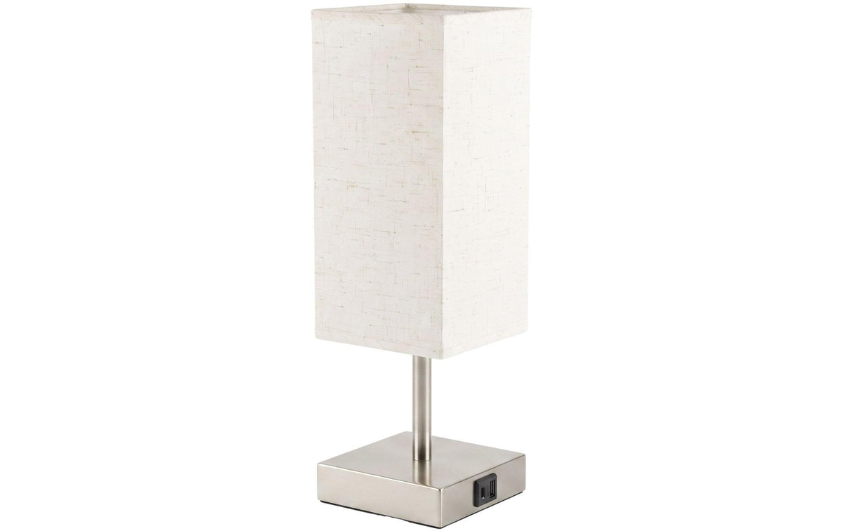 cocon Nachttischlampe, USB, nickel/linen 3-fach dimmbar, USB-A/C, ohne E27, max 20W