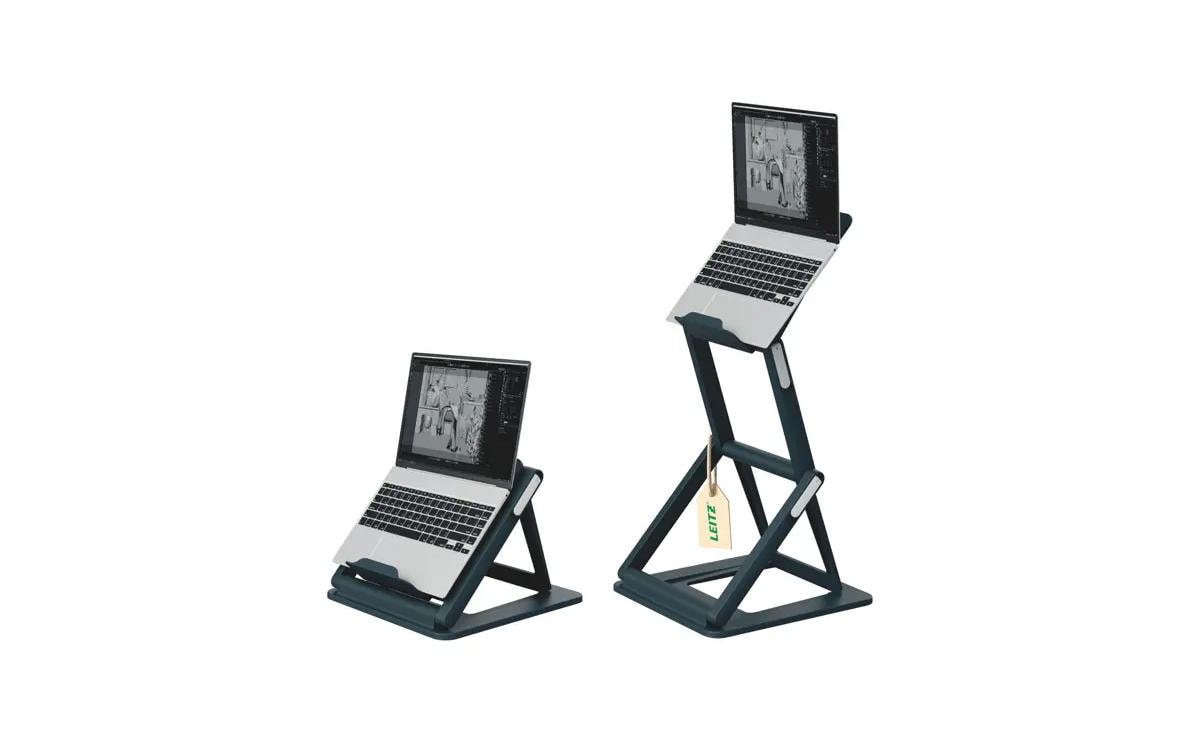 Leitz Ergo 2 in 1 Sitz-/Steh-Laptopständer verstellbar, dunkelgrau