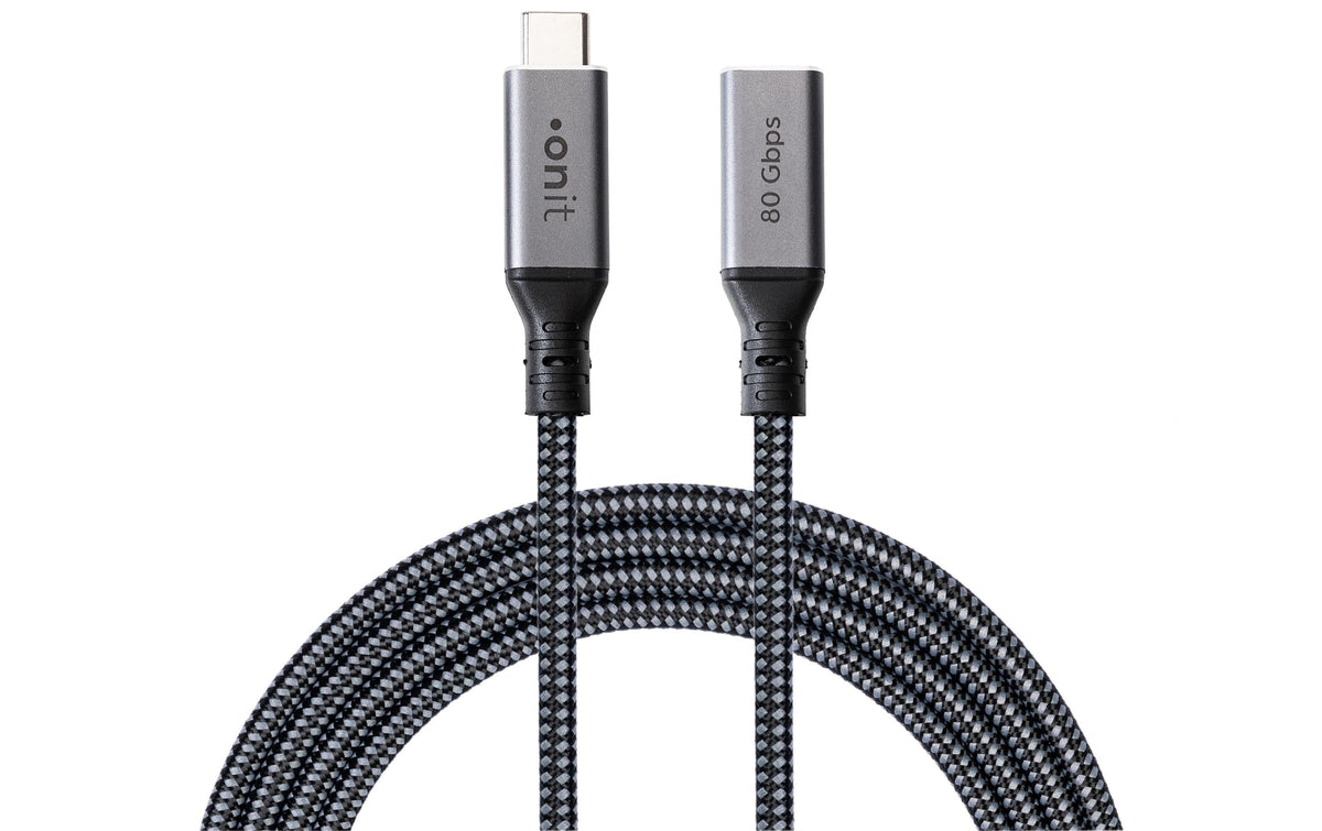 onit Thunderbolt5-Extension-Kabel USB4 0.5m 240W / 80G / 16K@60Hz / schwarz grau