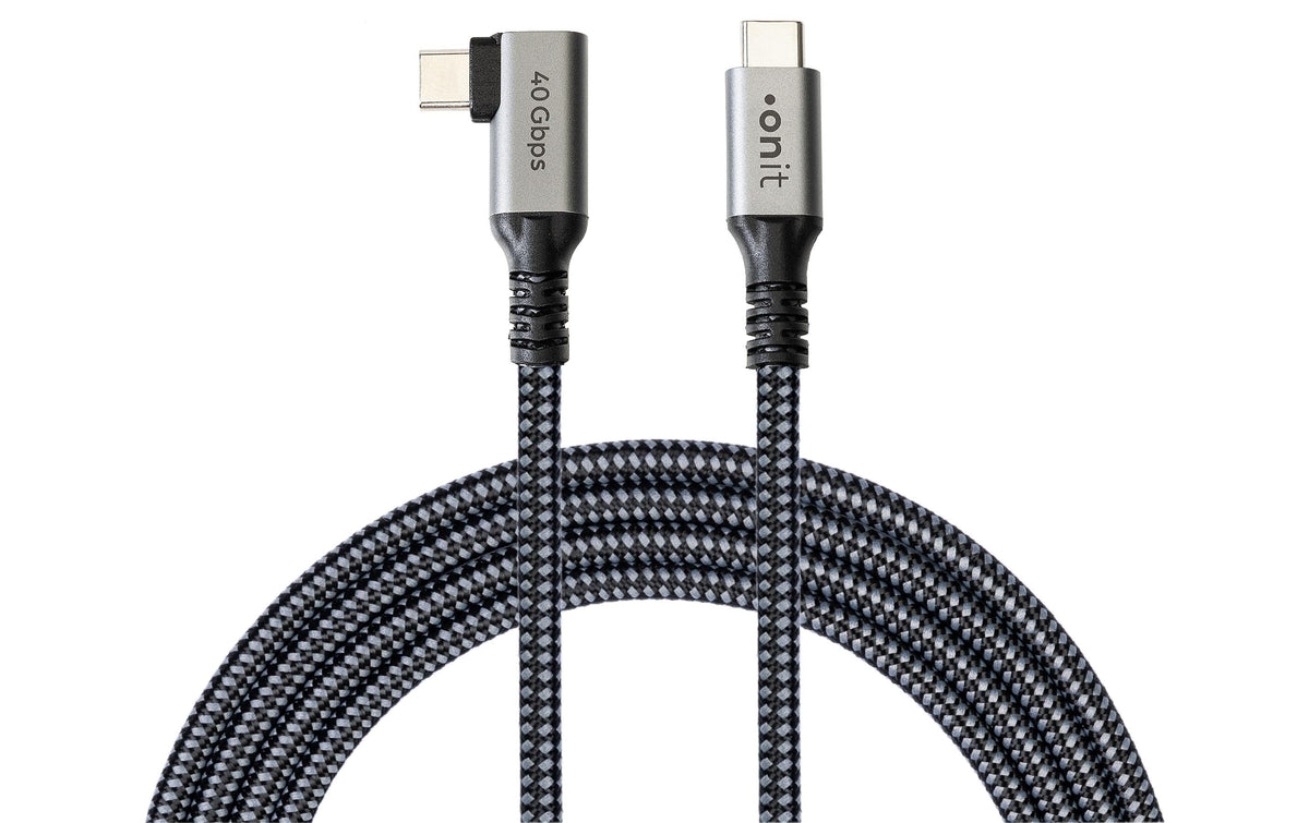 onit Pro Winkel USB4-Kabel C-C schw/gr 1.5m USB 4.0 / 240W / 40Gbps / 8K@60Hz