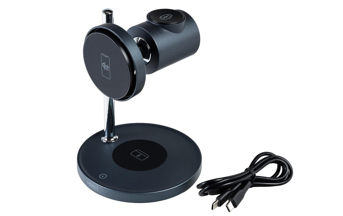 onit QI2.2 3in1 wireless Charger25W Phone/Airpods/Watch,WPCzertifiziert,Lüfter,