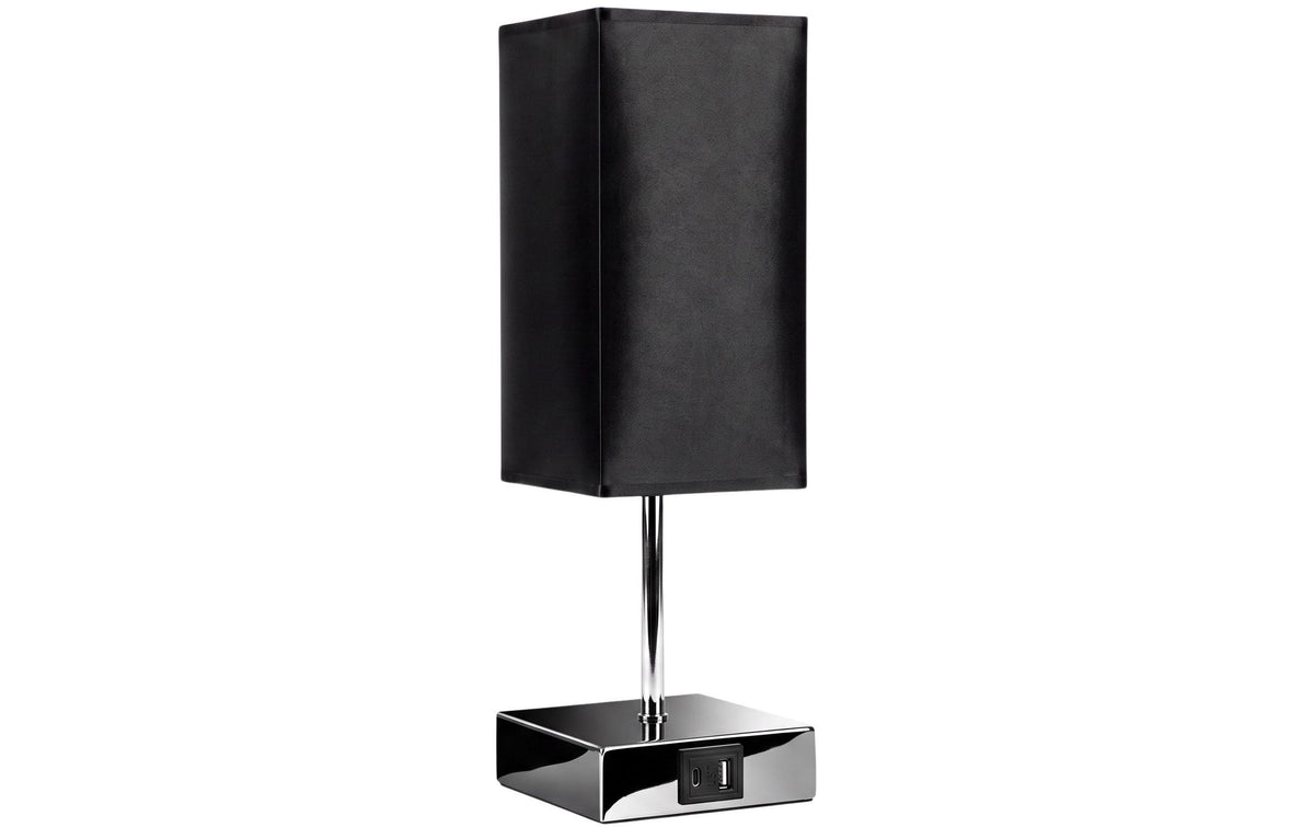 cocon Nachttischlampe, USB, schwarz 3-fach dimmbar, USB-A/C,ohne E27, max 20w