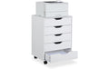 Relaxdays Rollcontainer mit 5 Schubladen weiss, 66.5x48x39.5cm (HxBxT)