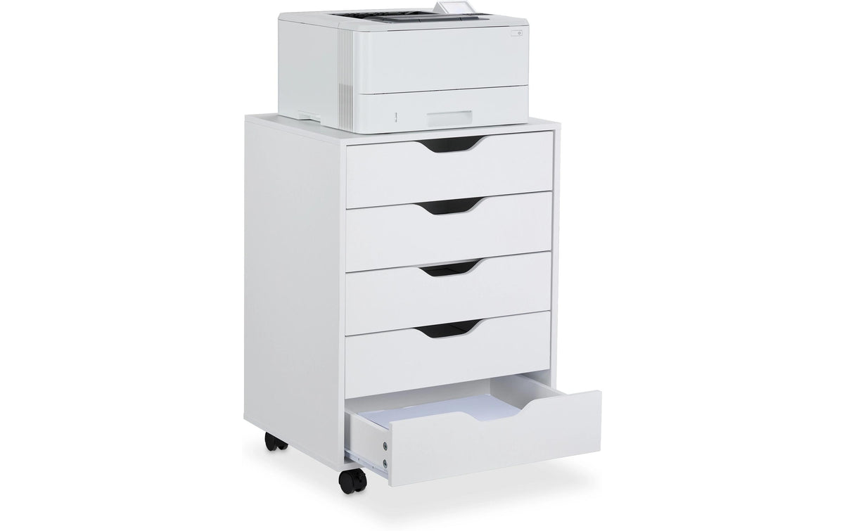 Relaxdays Rollcontainer mit 5 Schubladen weiss, 66.5x48x39.5cm (HxBxT)