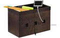 Relaxdays Kabelbox Bambus dunkelbraun, 16.5x25.5x14cm (HxBxT)