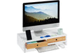 Relaxdays Monitorständer 2 Schubladen weiss, 60x30cm (BxT)