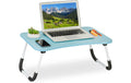 Relaxdays Laptoptisch zusammenklapbar hellblau, 26x63x40cm (HxBxT)