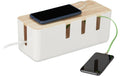 Relaxdays Kabelbox mit Holzdeckel weiss, hellbraun, 11.5x30x12.5cm (HxBxT)