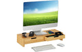 Relaxdays Monitorständer für 2 Monitore Bambus, ausziehbar, 11x60-107x22cm (HxBxT)