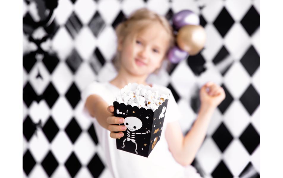 Partydeco Popcorn-Boxen Boo! Karton Schwarz Weiss Gold 7 x 7 x 12.5 cm