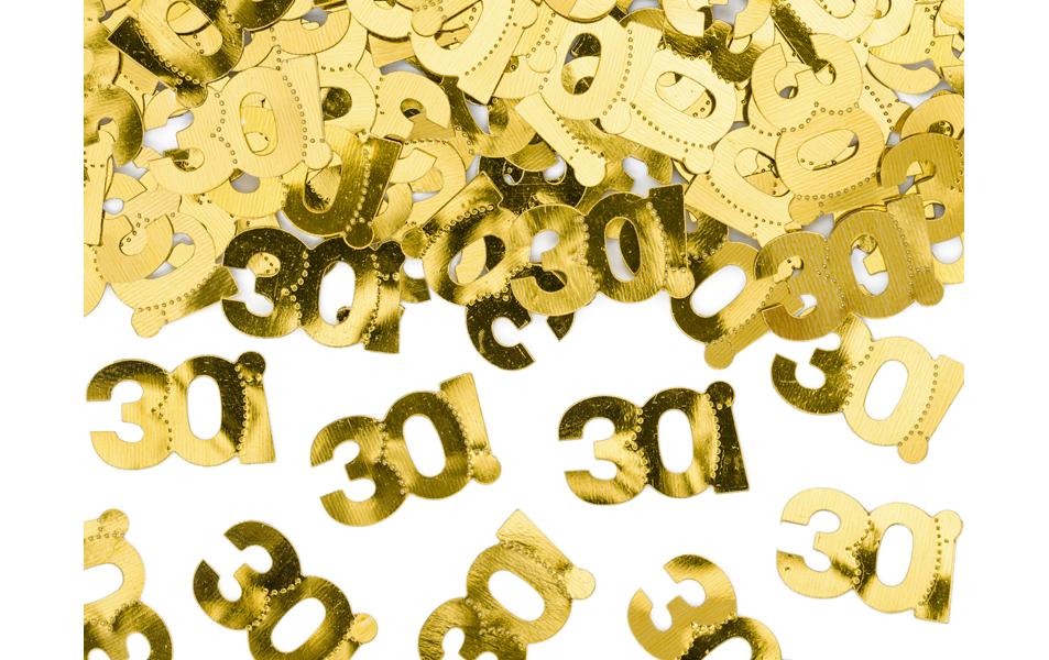 Partydeco Konfetti Zahl 30 Metallisch, Gold, 15g