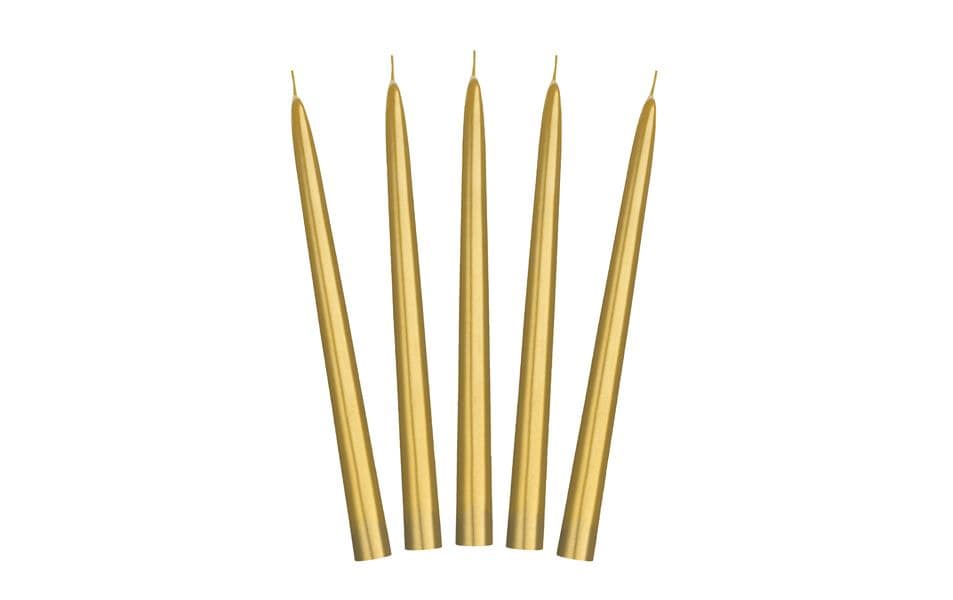 Partydeco Stabkerze konisch Gold Metallic 24 cm, 10 Stück