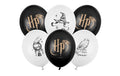 Partydeco Ballon HP Harry Potter Mix Set schwarz-weiss, 30 cm, 6 Stück