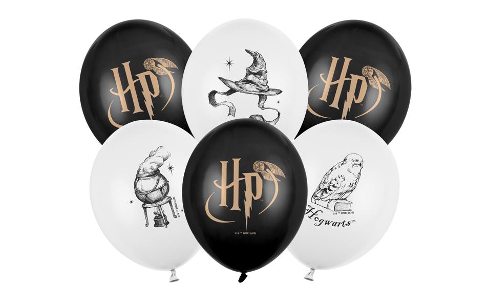 Partydeco Ballon HP Harry Potter Mix Set schwarz-weiss, 30 cm, 6 Stück