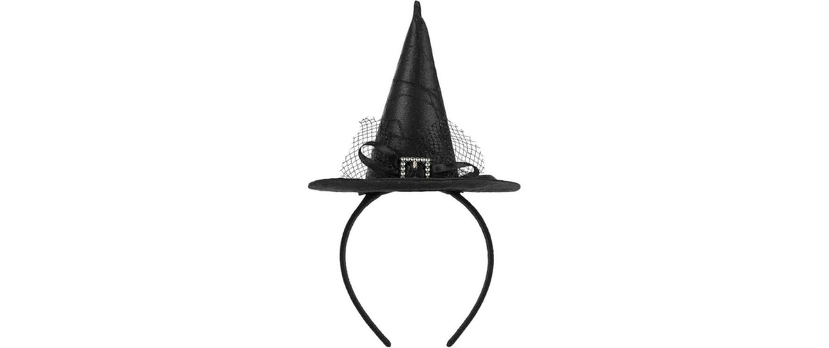 Partydeco Haarreif Hexenhut 17x28 cm Schwarz