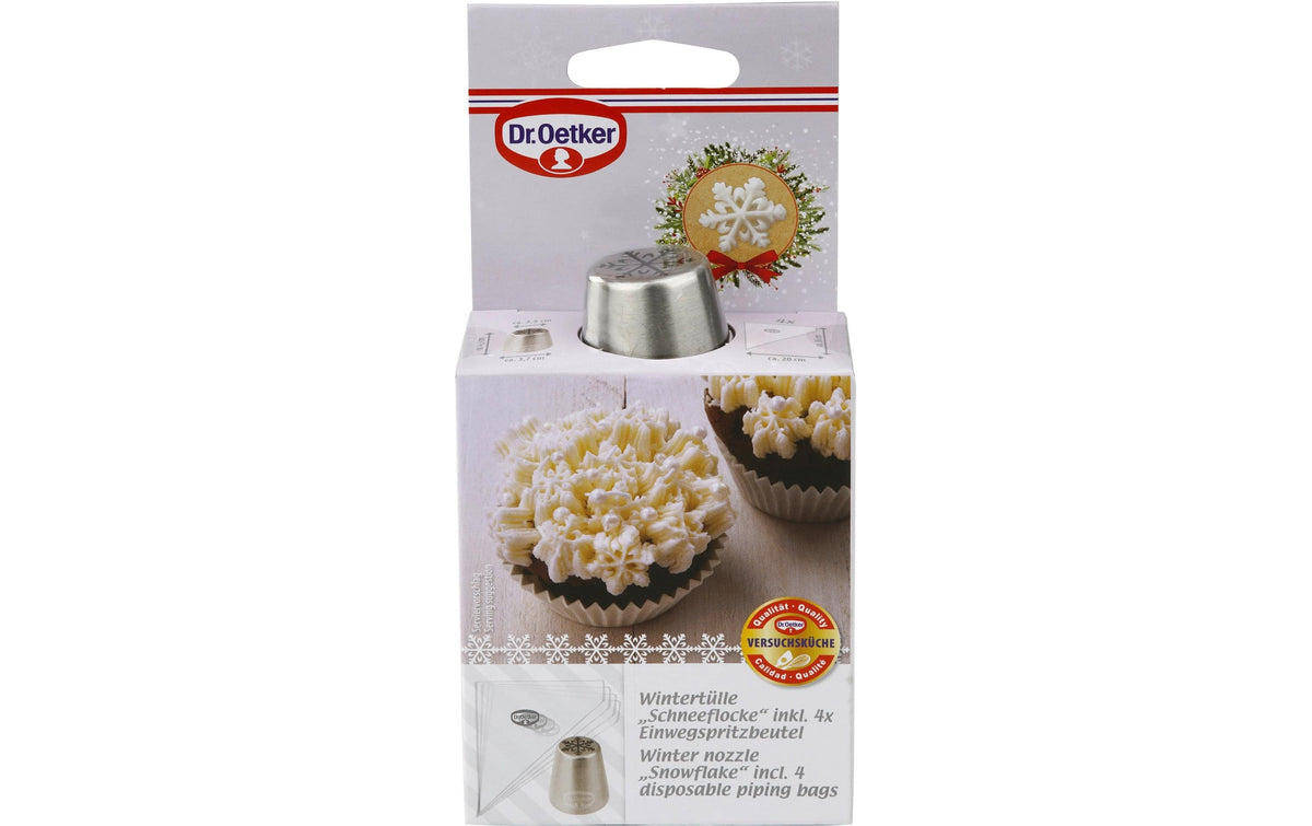 Dr. Oetker Einwegspritzbeutel Schneeflocke Set, 5-teilig, 4 Stk. Einwegspritzbeutel