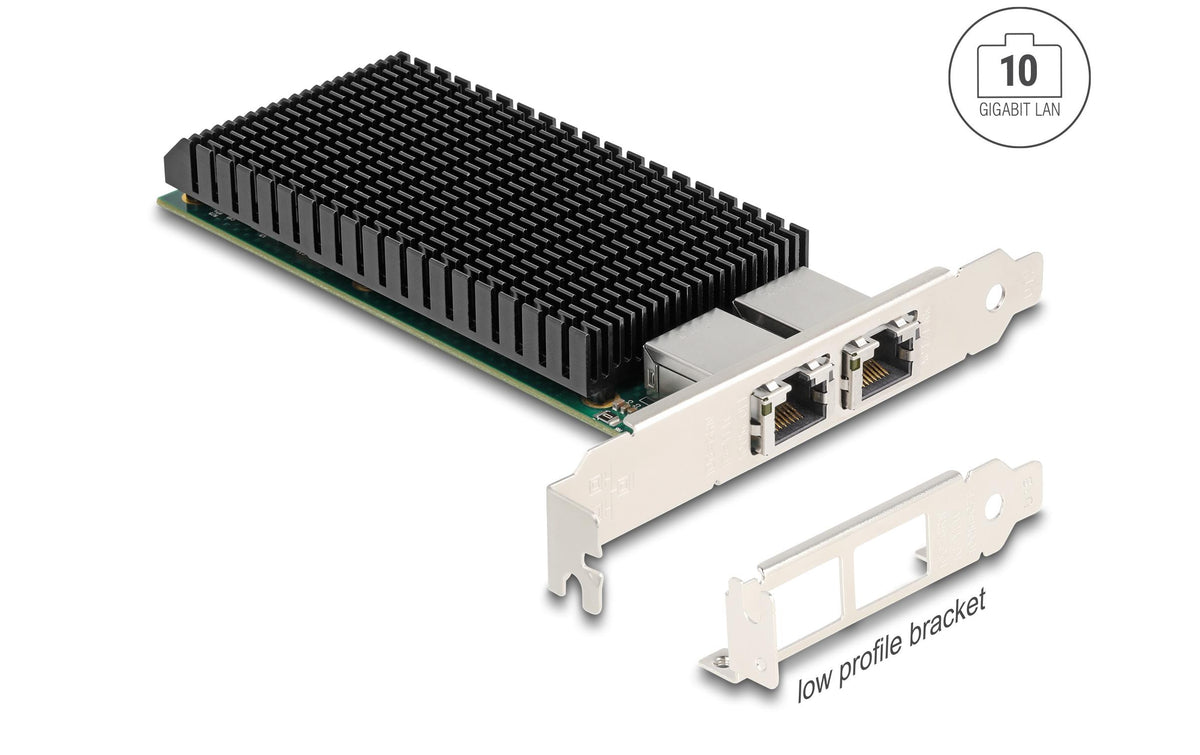Delock PCI Express-x8 Netzwerkkarte 10Gbps LP, 10/100/1000Mbps, Intel X540 Chipsatz