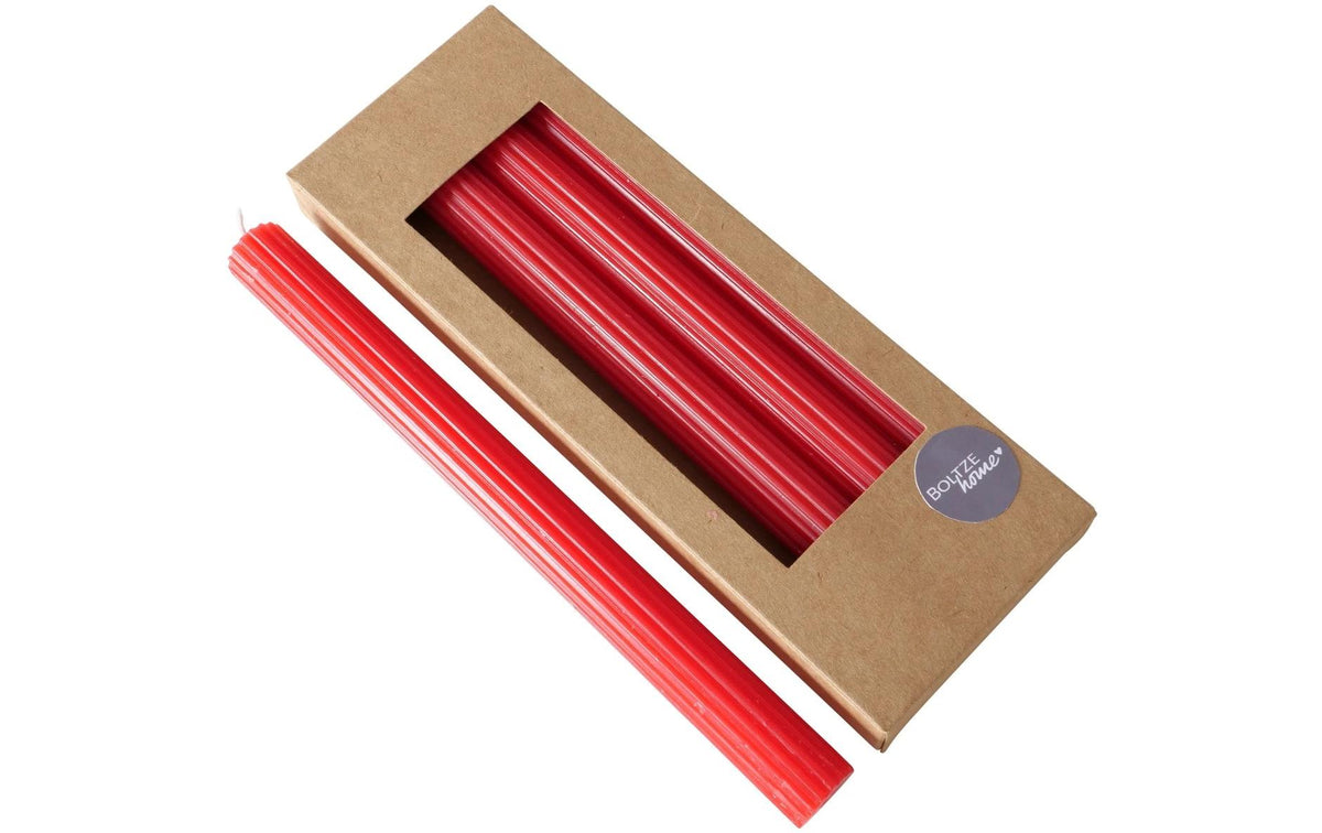 Boltze Stabkerze Classic, 4 Stk. Rot, Paraffin,H:25,D:2.2cm