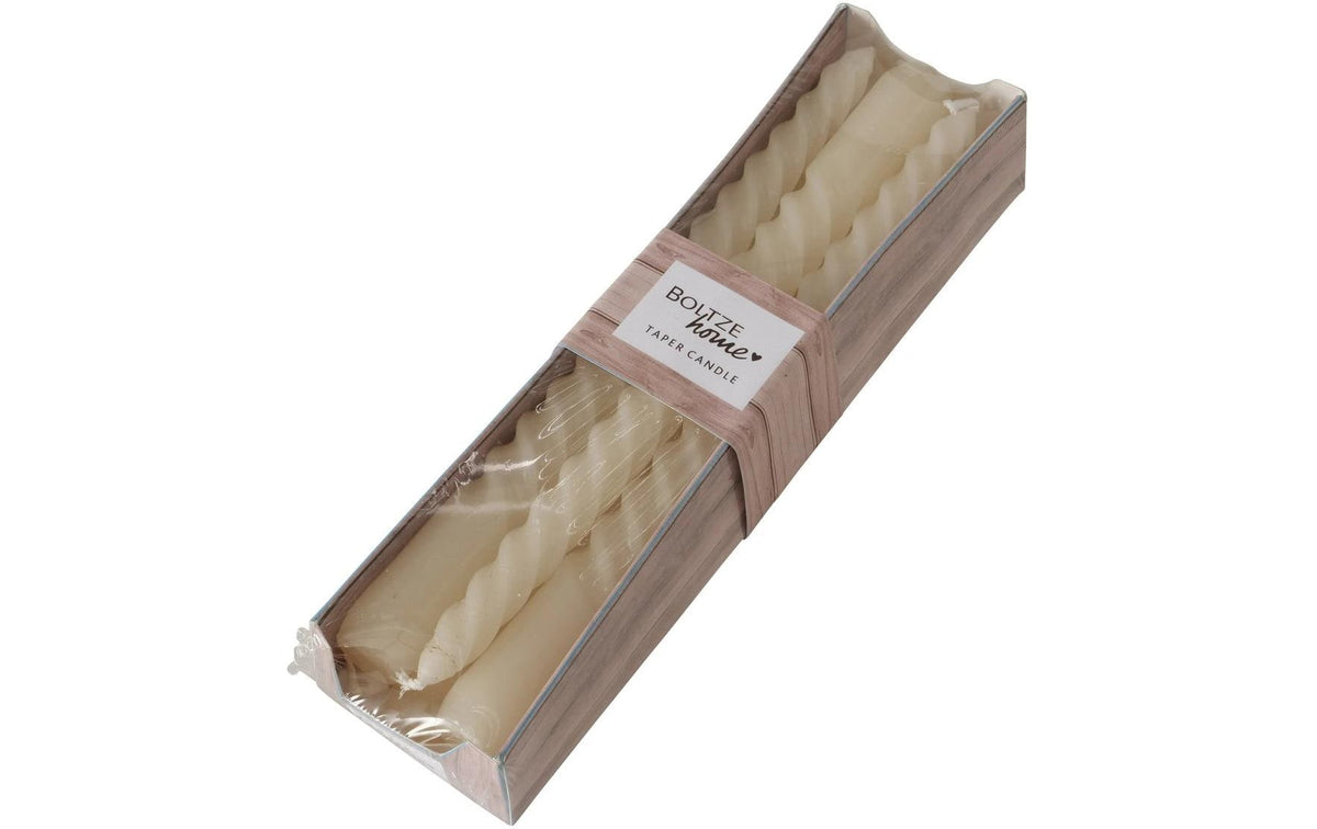 Boltze Stabkerze Twisto 6 Stück, Creme, 20x2cm, 4h BZ
