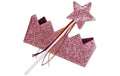 Papierdrachen Glitzerkrone und Zauberstab Pink, Set 1