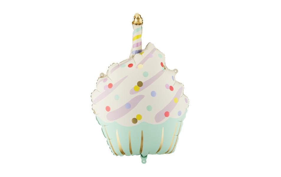 Partydeco Folienballon Cupcake 48 x 68 cm, 1 Stk, inkl. Strohhalm