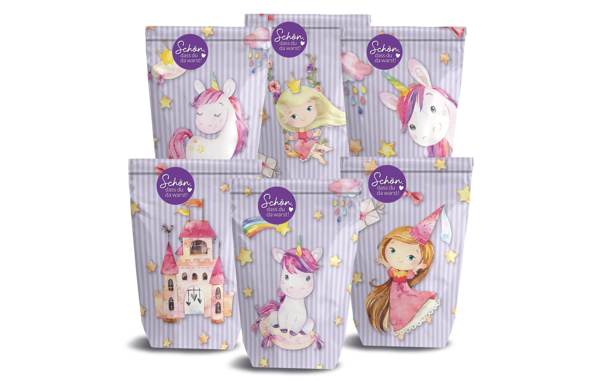 Papierdrachen Geschenktüten 12 Stück, Einhorn, zum Geburtstag