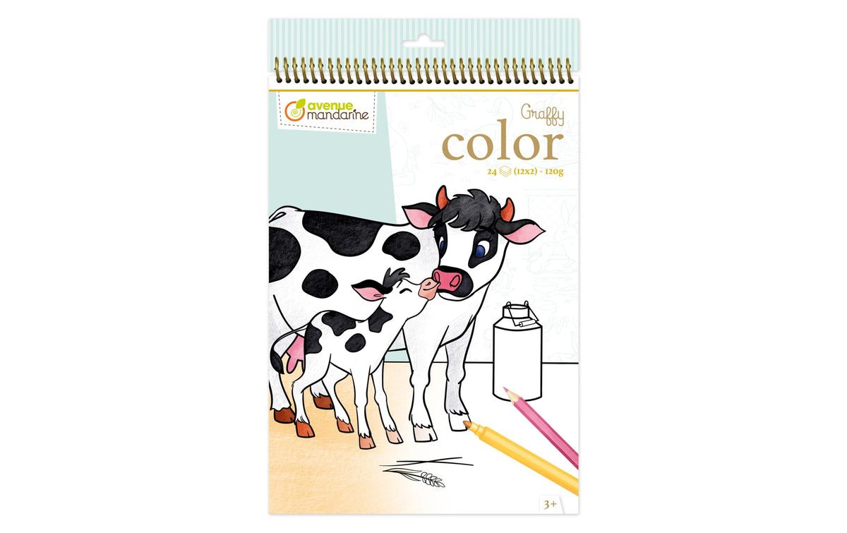 Avenue Mandarine Graffy Color Farmtiere 21 x 33 cm, 24 Blatt, 120g