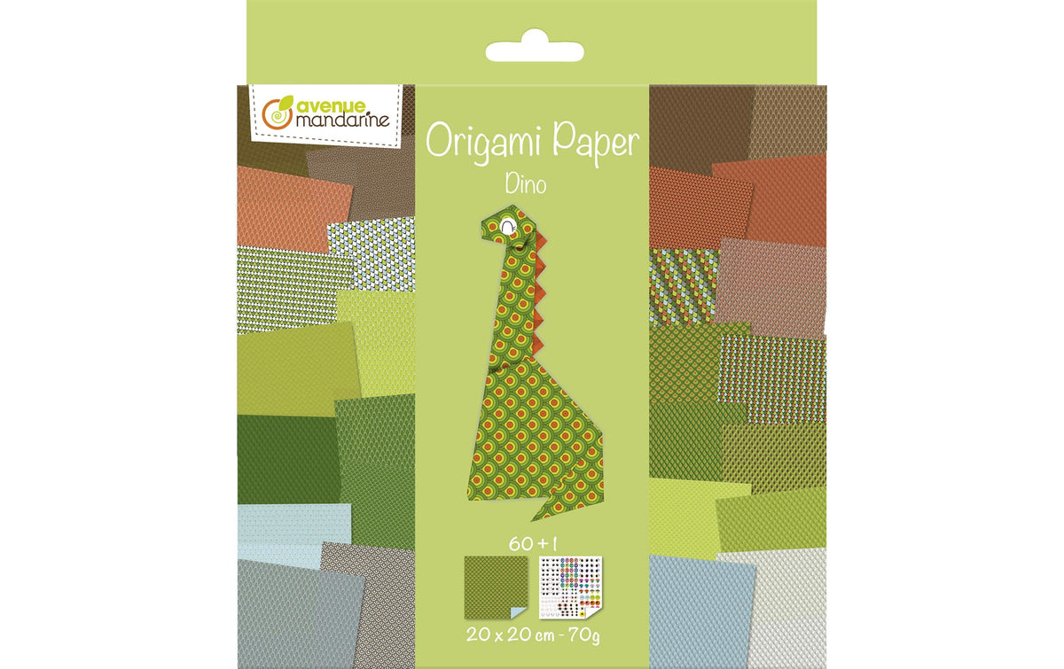 Avenue Mandarine Origami Papier Dino 20x20cm, 60 Blatt 70g