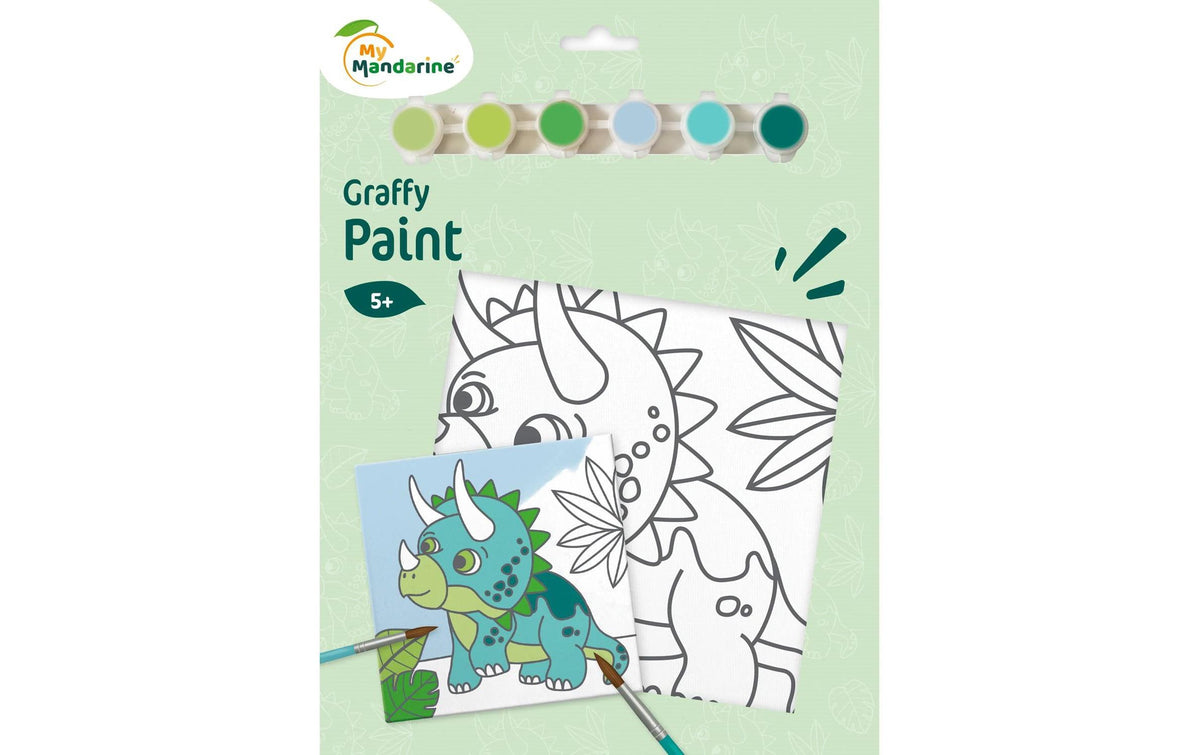 Avenue Mandarine Graffy Paint Dino 20x20 cm, 6 Farben, 1 Pinsel