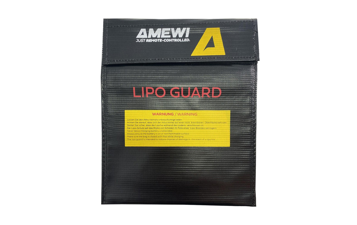 AMEWI Brandschutztasche Lithium Akkus Glasfaser, Schwarz, 180 x 230 mm