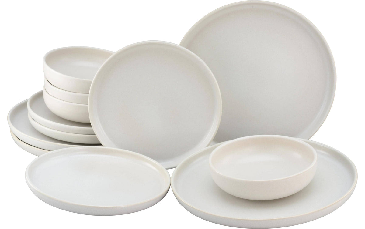 CreaTable Uno Offwhite Tellerset 12-tlg. Steinzeug