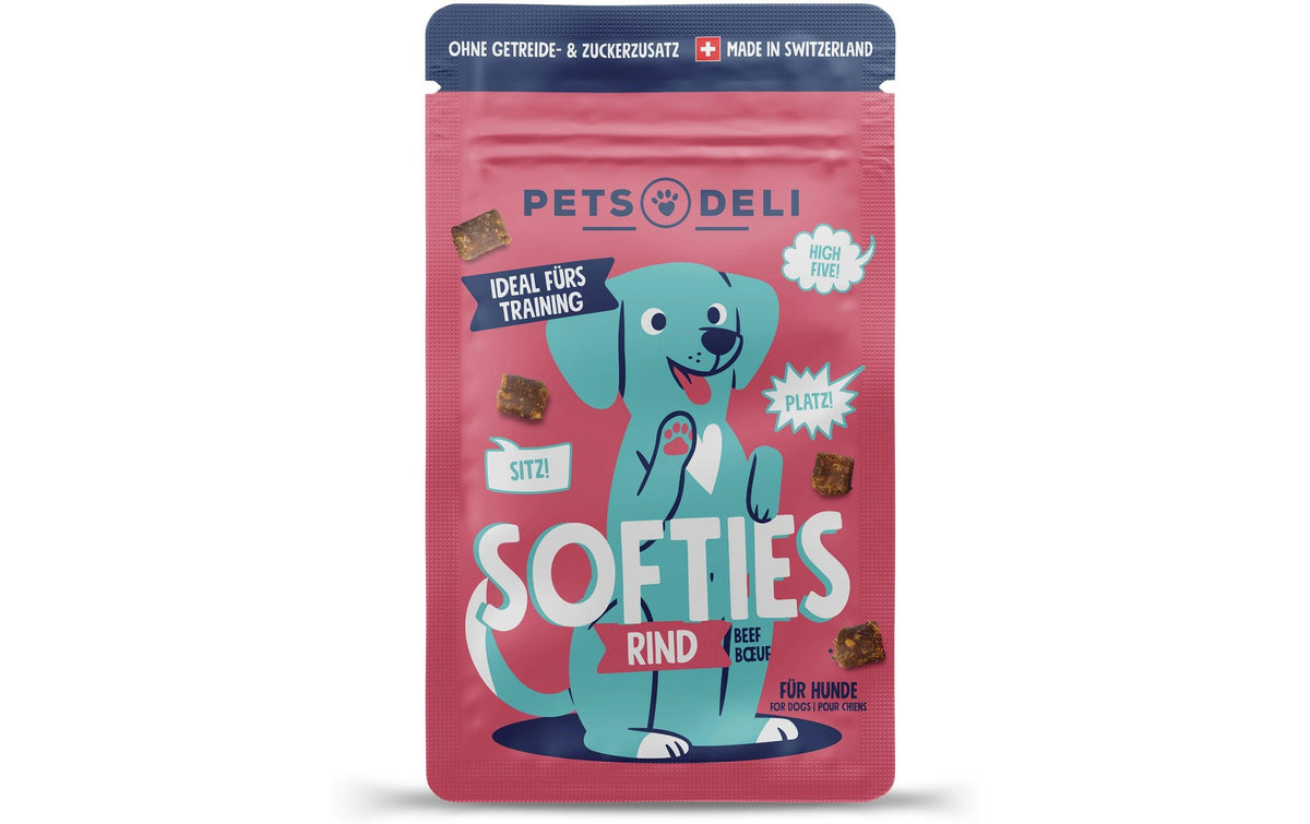 Pets Deli Dog Snack Btl. Softies Rind 90g