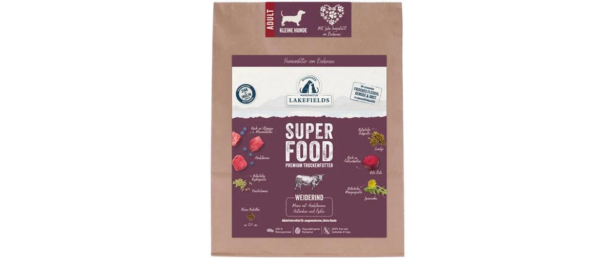 Lakefields Dog TF Premium Komplettmenü Small Breed Superfood Weiderind 1kg