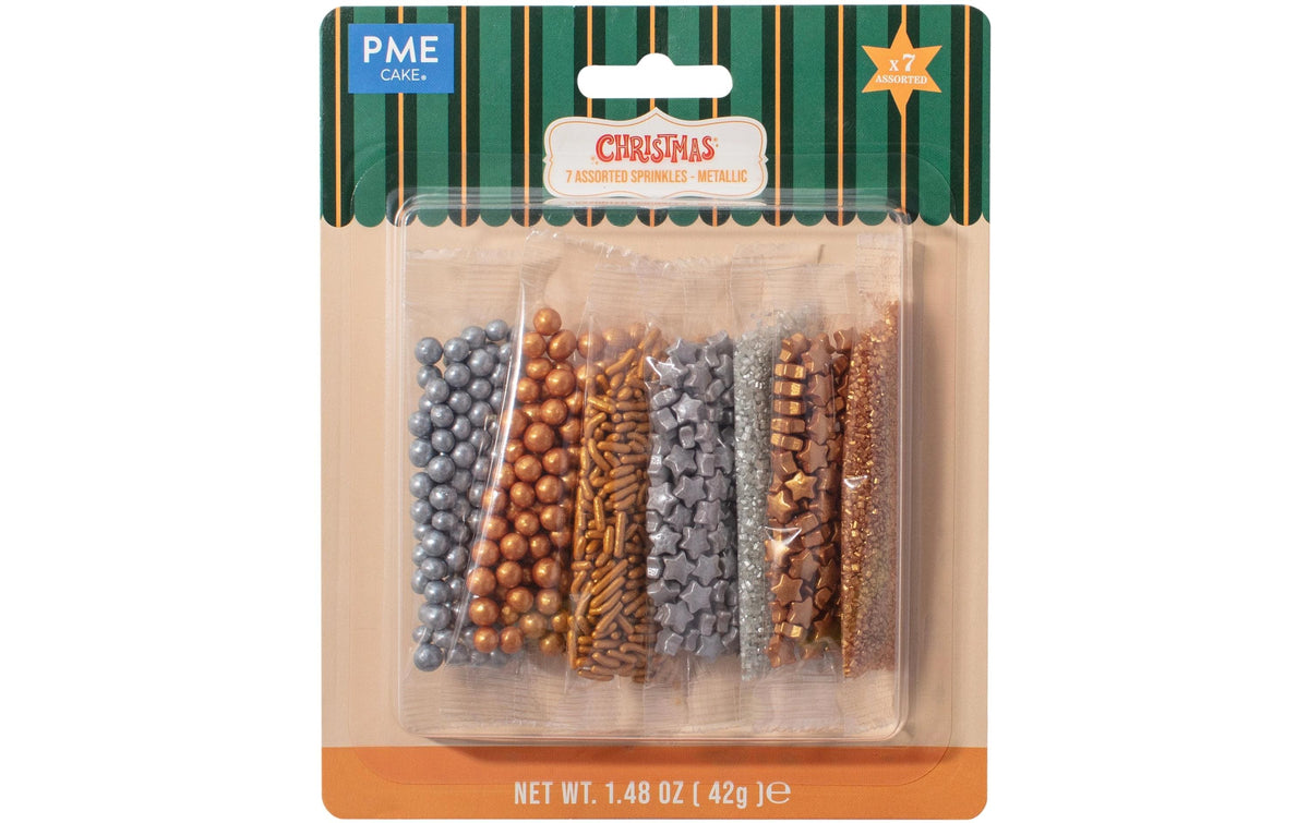 PME Zuckerstreusel - Weihnachten Metallisch 7er Pack, 42g