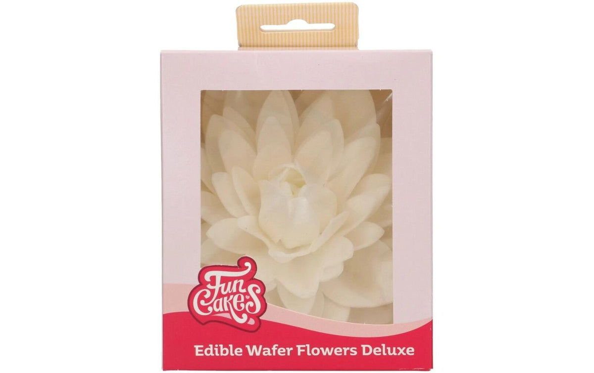 Essbare Papierblumen Deluxe Dahlie weiss - Gross