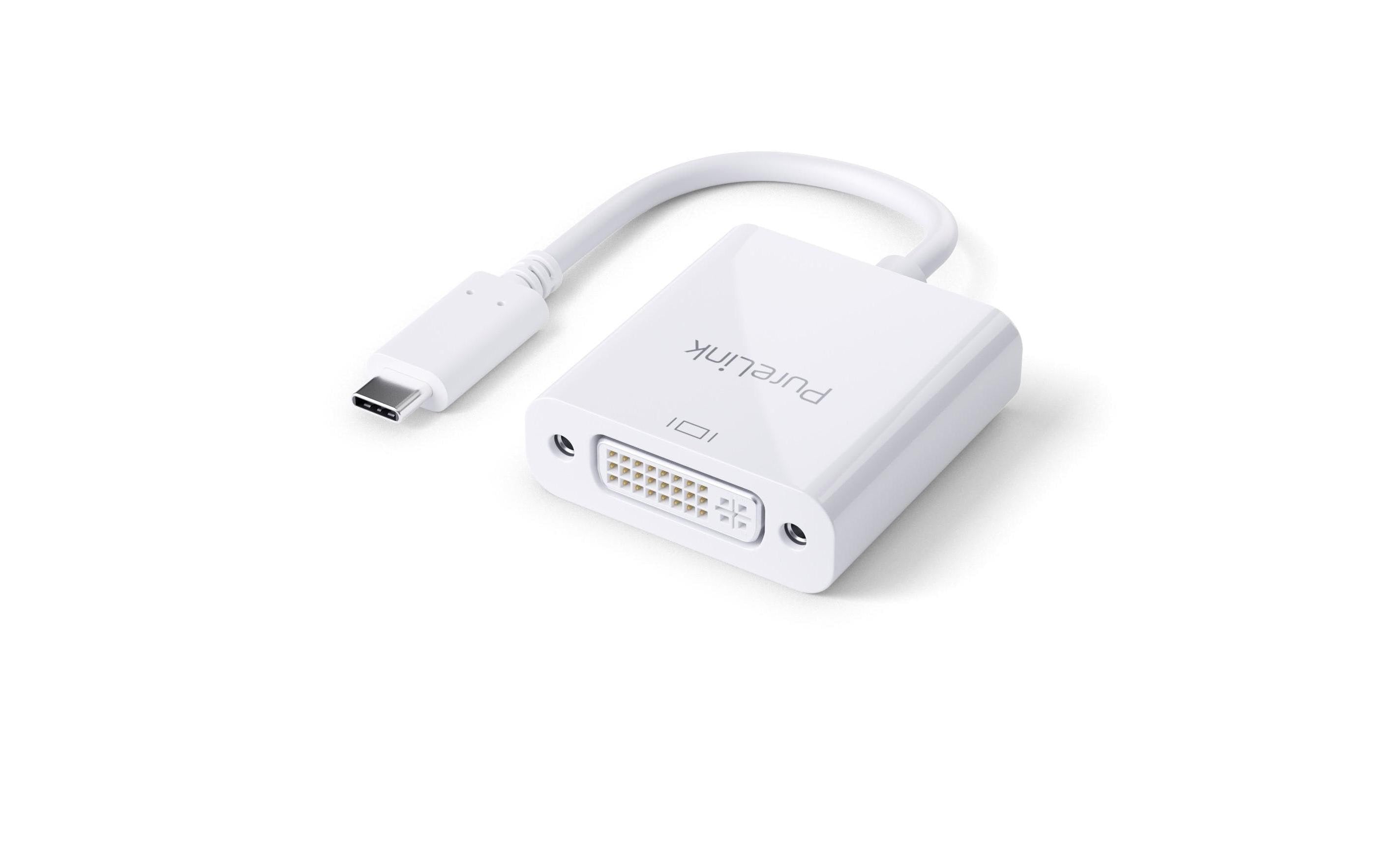 PureLink Monitoradapter USB Typ-C zu DVI 2K bis 60Hz, DVI Single Link, Weiss