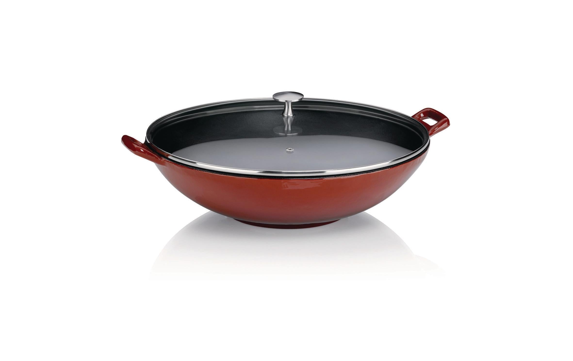 Kela Wok Calido mit Deckel 36cm Gusseisen, Rot
