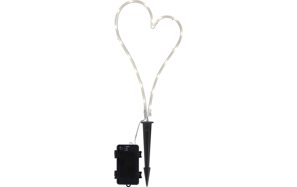 Star Trading LED Grablicht Herz Outdoor, Weiss, 39cm Höhe, Timerfunktion