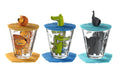 Leonardo Glas Bambini 3er Set blau/gelb 9-teilig, D: 6cm, Glas/Silikon