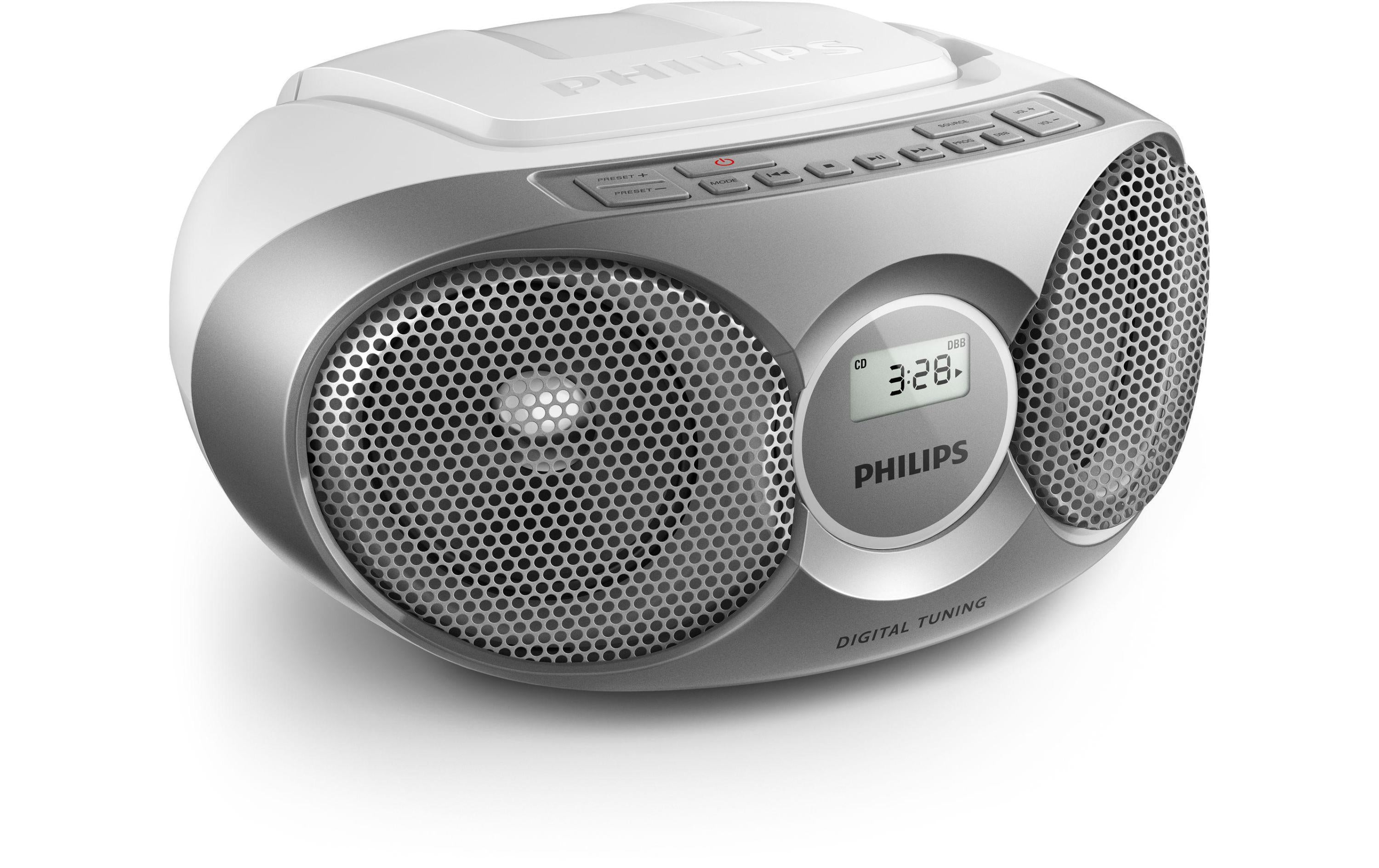 Philips AZ215S, Mobiler CD-Player silber, 3 Watt RMS, CD-R, CD-R/RW