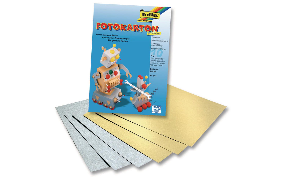 Folia Fotokarton A4 10 Blatt, gold/silber