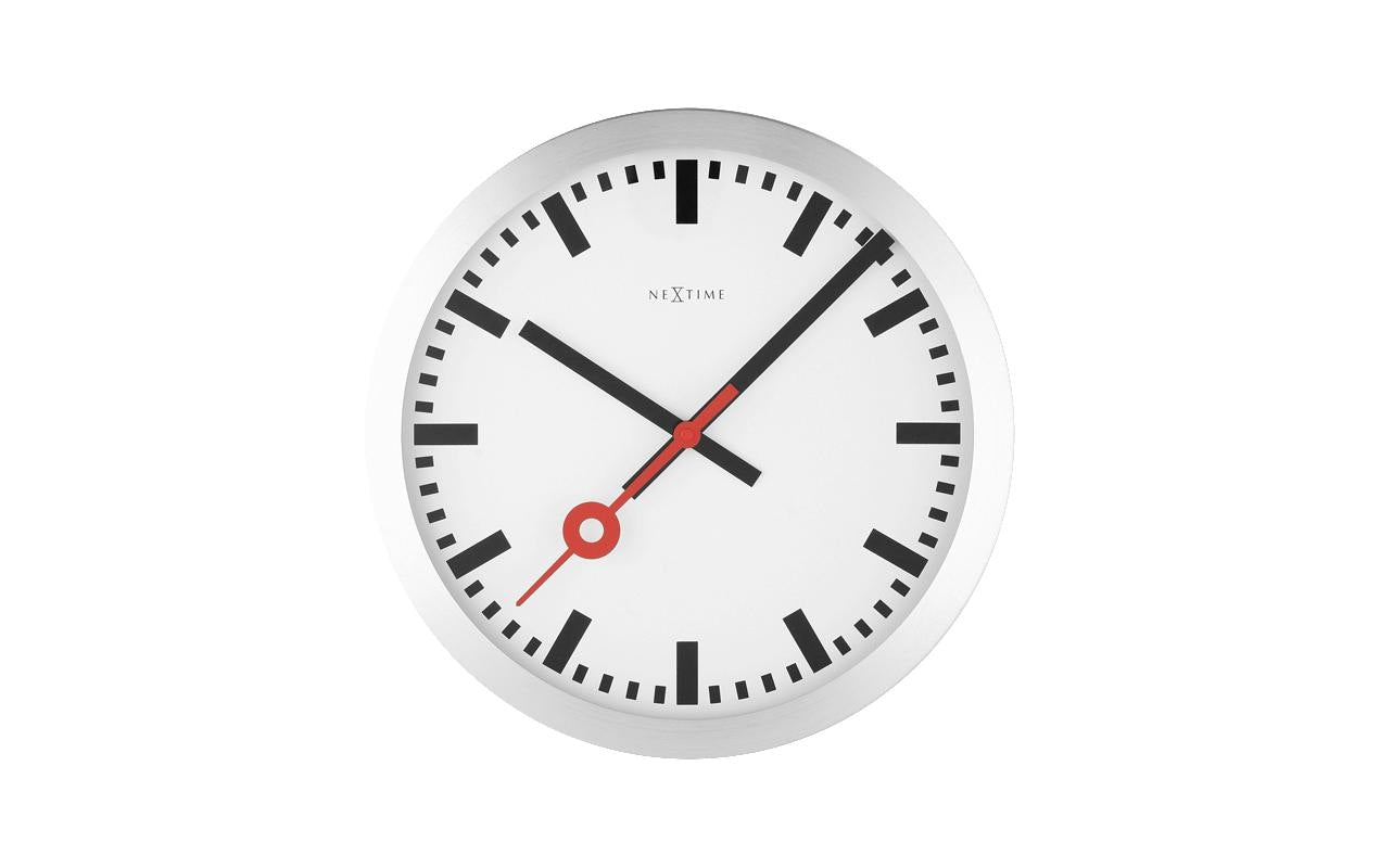 NexTime Wanduhr Station gebürstet 34.8cm Durchmesser 34.8 x 4.5 cm